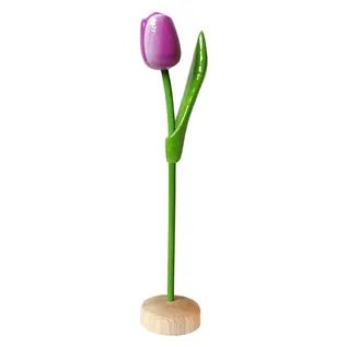 Purple wooden tulip on a base 35cm