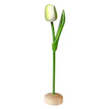 Weiße Holztulpe auf Sockel 35cm