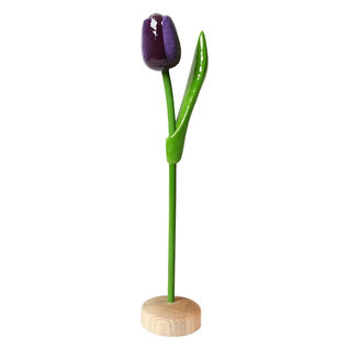 Dark purple wooden tulip on a base 35cm