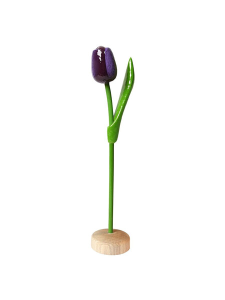 Dark purple wooden tulip on a base 35cm