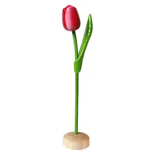 Rood witte houten tulp op een voet 35cm