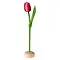  Rot-weiße Holztulpe auf Sockel 35cm