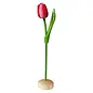 Rood witte houten tulp op een voet 35cm