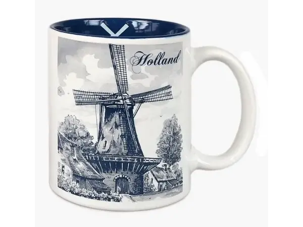 Mug with Delft blue windmill