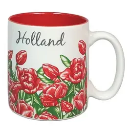 Mug with red tulips