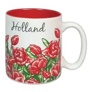 Mug with red tulips