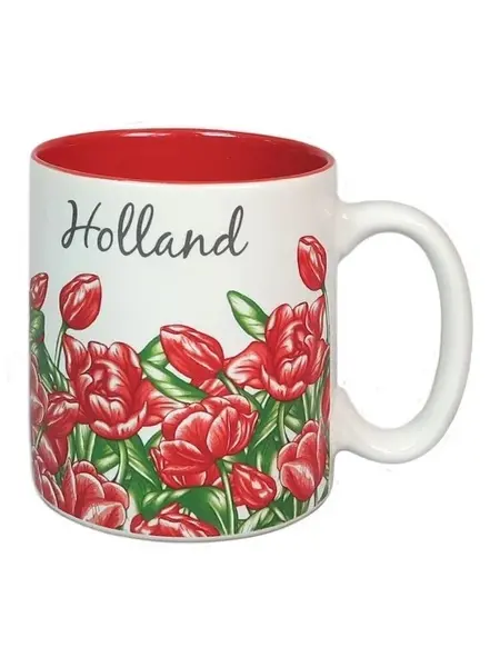 Mug with red tulips