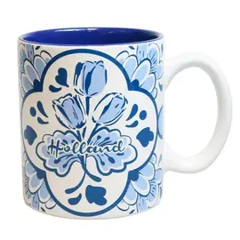 Mug with Delft blue flowers