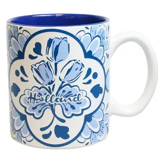 Mug with Delft blue flowers