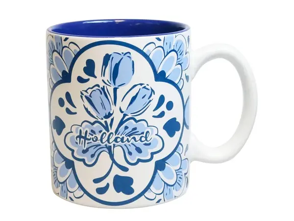 Mok met Delftsblauwe bloemen