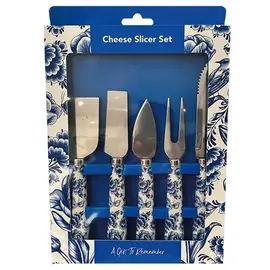 Gift set of cheese knives delft blue tulips