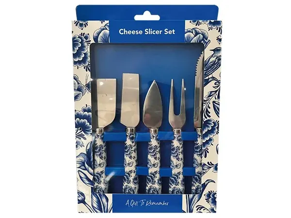 Gift set of cheese knives delft blue tulips