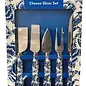 Gift set of cheese knives delft blue tulips