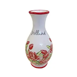 Vase with red tulips