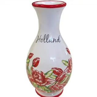 Vase with red tulips