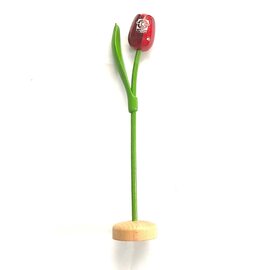 Houten tulpen met logo op voet 35cm