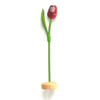 Houten tulpen met logo op voet 35cm