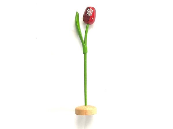 Holztulpen mit Logo auf Sockel 35cm