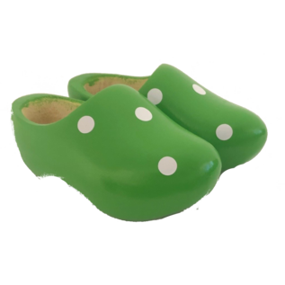 Apple green clogs with dots