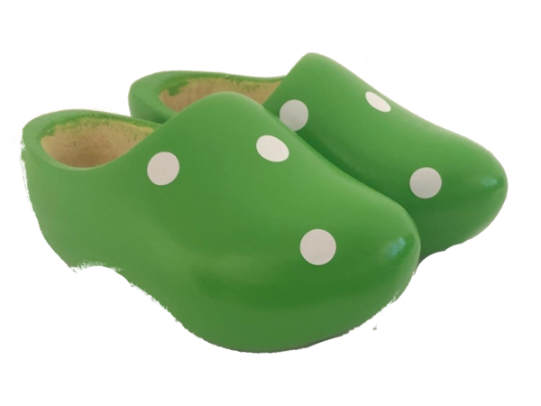 Apfelgrüne Holzschuhe mit Punkten Apfelgrüne Holzschuhe mit Punkten