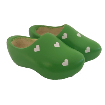 Apfelgrüne Kinderclogs mit Herzen