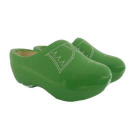 Apfelgrüne Kinderclogs mit Paspelierung