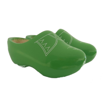 Apple green children's clogs with piping