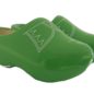 Apple green children's clogs with piping