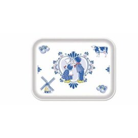 Tablett mit niederländischen Bildern in Delfter Blau