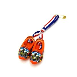 Orangefarbene Brosche / Corsagen-Clogs mit Windmühle