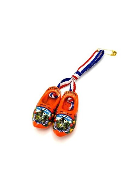 Orange Brooch / corsage clogs with windmill