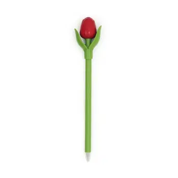 Red wooden tulip on a ballpoint