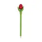 Rode houten tulp op een balpen