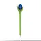  Blaue Tulpe aus Holz auf einem Kugelschreiber