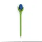 Blaue Tulpe aus Holz auf einem Kugelschreiber