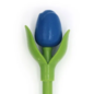 Blaue Tulpe aus Holz auf einem Kugelschreiber