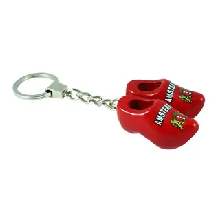 sleutelhanger 2 klompjes 4 cm rood Amsterdam