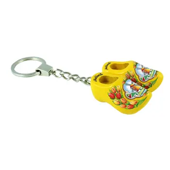 Sleutelhanger met 2 klompjes in de kleur geel