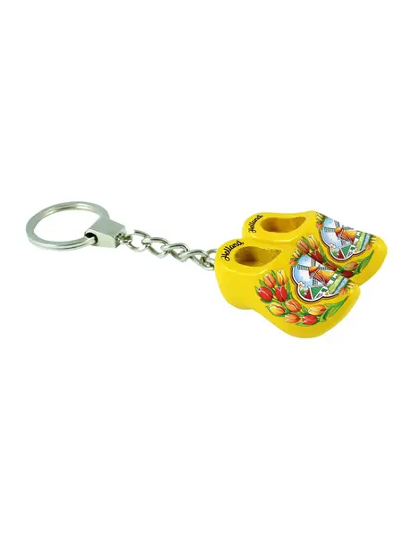 Sleutelhanger met 2 klompjes in de kleur geel