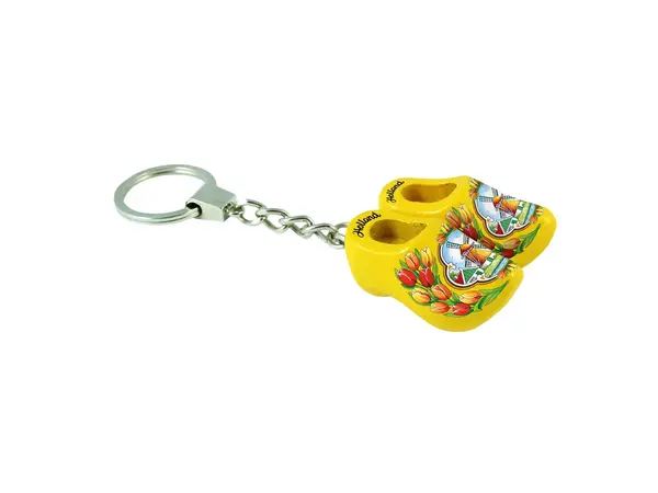 Sleutelhanger met 2 klompjes in de kleur geel