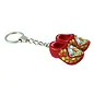 sleutelhanger met 2 klompjes van 4 cm in de kleur rood