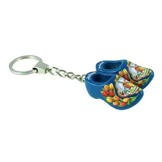 sleutelhanger met 2 klompjes van 4 cm in de kleur blauw