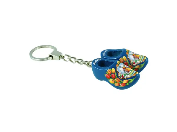 sleutelhanger 2 klompjes 4 cm blauw