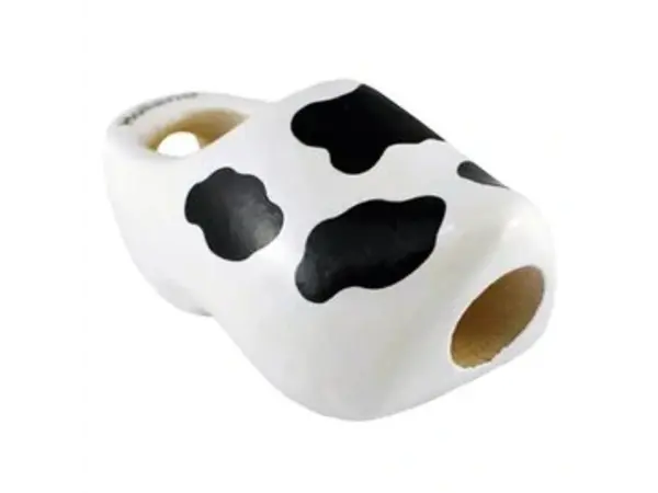 Nijhuis klompenfabriek White tie clogs with  cow motif