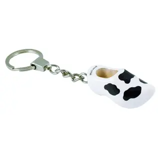 Keychain clog with a cow motif