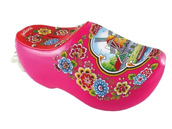 Rosa Spardose Clog mit holländischer Windmühle