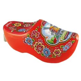 Orange money box clog with a Dutch windmill