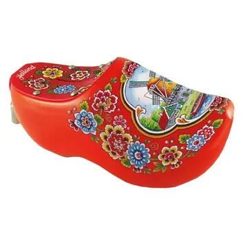 Orangefarbener Spardose-Clog mit holländischer Windmühle