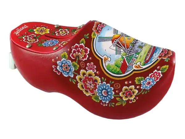 Nijhuis klompenfabriek Red Money Box Clog with Dutch Windmill