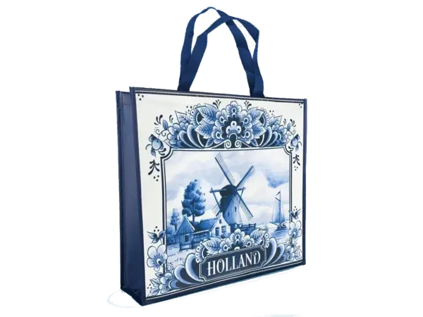Boodschappentas molen - delftsblauw